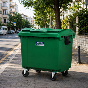 1100 L HDPE Eco-Friendly Outdoor Storage Bucket Dustbin Waste <b>Bin</b> Garbage Container Model TK-1100P Teknik Brand Istanbul Turkey - Product Image 3