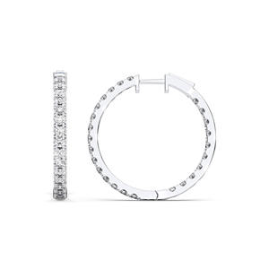 Simple Sophistication 2.00Ct Round Lab Grown Diamond Hoop <b>Earrings</b> in Out <b>Hinged</b> Sterling Silver Women's Classic Wholesale OEM - Product Image 4