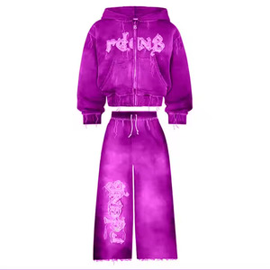 Couleur unie femmes survêtements Street Wear nouveauté femmes survêtement pour adulte personnalisé décontracté 100% coton survêtement dames - Product Image 2