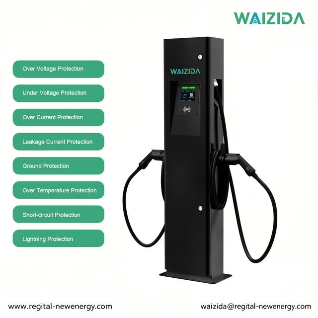 High Efficiency Dual Port EV Charger 22kW 32A OCPP Smart APP Control Twin-Port Commercial AC Charging Station for Hotels