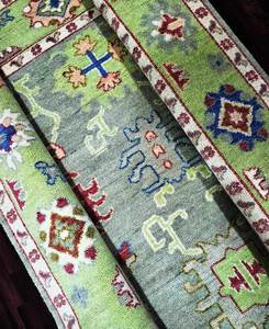 Haute qualité coton 7x10 moderne Oushak tapis traditionnel belle Antique noué à la main vert gris tapis abstrait salon PET - Product Image 2