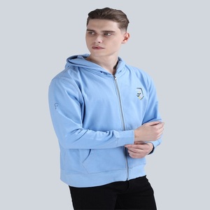 Sweat à capuche surdimensionné et décontracté en polaire pour hommes, logo uni, imprimé avec fermeture à glissière sur le devant, sweat à capuche en poly coton vierge, vente de stock - Product Image 1