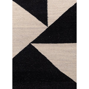 Alfombras Grandes de Lana Tejida Plana Indusbar, Diseño Rectangular con Rayas Geométricas Grises y Negras para Sala de Estar, Dormitorio - Modelo Dwrm-7007 - Product Image 3