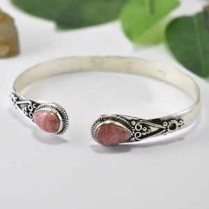 925 Sterling Silver Natural Excellente Qualité Rhodocrosite Gemstone Bracelet Réglable De Designer À La Main Pour Les Femmes Personnalisé - Product Image 4
