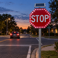 Panneau de signalisation routière solaire LED clignotant pour extérieur, avec panneau solaire, directement de l'usine