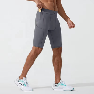 Shorts de sport pour homme à logo personnalisé, haute élasticité, compression, respirants, tricotés, séchage rapide, entraînement, course à pied - Product Image 1