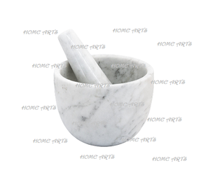 Ensemble de mortier et de pilon de couleur blanche en marbre pilon de mortier de taille personnalisée de forme ronde pour accessoires de cuisine - Product Image 2