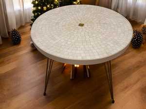Dazzling <b>Mosaic</b> Side Table: Iridescent <b>Art</b> - Blue Coffee Table - Side Table - Livingroom Decor - Gift - Product Image 4