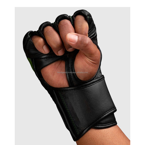Custom Brand Leather MMA Gloves Breathable Lightweight Non-Slip Adjustable Wrist Strap <b>Hook</b> Loop Closure Sparring Training OEM - Product Image 5