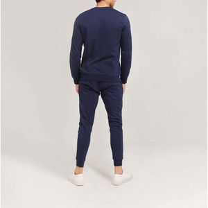 Conjunto de chándales de dos piezas de lana de algodón 100% para hombre al por mayor, jersey liso, sudadera, Camiseta deportiva de cuello redondo - Product Image 4