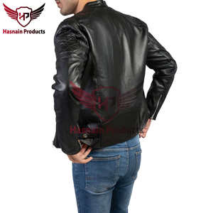 Veste en cuir noire pour homme-Extérieur en peau de mouton véritable, doublure en polyester, fermeture éclair-Vêtements d'extérieur stylés classiques - Product Image 2