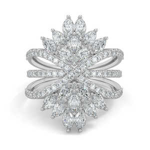 Bague en diamant Marquise Cluster en or blanc 14 carats 2,26 ct VCRK-004-14K-WG-VS-GHI - Product Image 1