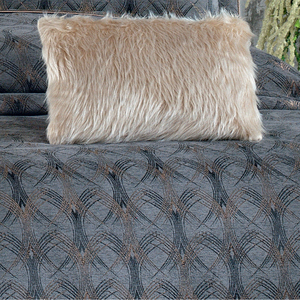 Ensemble de couvre-lit classique de luxe personnalisé Guzide Podyum Anthracite Grey 4 pièces, 100% chenille, tissé organique, rayé, lavable - Product Image 4