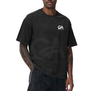Camiseta de algodón lavado extragrande para hombre, estilo casual, de peso pesado - Product Image 3