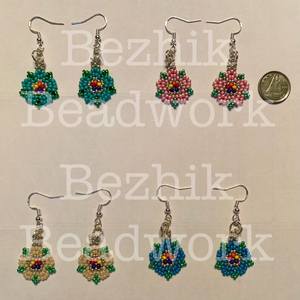 Boho <b>bead</b> earrings with turquoise design andy cascading <b>fringe</b>, unique jewelry gift - Product Image 3