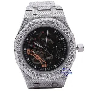 Latest uniquely designed mens luxurious wrist watch in natural sparkling round brilliant cut diamonds with vvs clarity