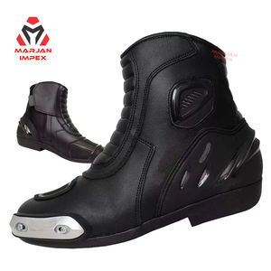 Motorcycle Racing <b>Boots</b> Leather Track Performance Riding Footwear With Protective Ankle Panels And <b>Non</b> <b>Slip</b> Sole - Product Image 2