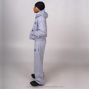 Venta al por mayor de ropa de calle personalizada nueva Activewear Vintage 2 uds de peso pesado invierno transpirable 100% algodón sudaderas con capucha deportivas en blanco - Product Image 3