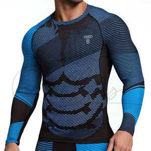 Wholesale Custom Soft Crew Neck <b>Long</b> <b>Sleeve</b> Compression Shirt <b>Men</b> Quick Dry Fitness <b>Gym</b> Shirt Spandex/Polyester 220g - Product Image 2