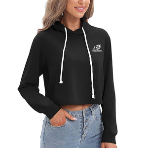 Qualité supérieure femmes haut court sweat à capuche tendance mode couleur personnalisée taux d'usine populaire fermeture éclair brodé - Product Image 4