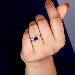 แหวนแต่งงานพลอยอัญมณีคลาสสิกแบบเรียบง่ายสีเงินสเตอร์ลิงสำหรับ925แหวนพลอยอเมทิสต์ทำจากหินอเมทิสต์งานหมั้นสำหรับงานเลี้ยงครบรอบวันเกิดของขวัญของเธอ - Product Image 4