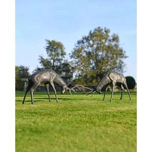 Ensemble de 2 cerfs grandeur nature, artisanat en métal, sculpture de rennes en fonte faite à la main, paire parfaite pour la décoration de Noël, décoration d'événements - Product Image 4