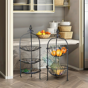 Mesa de cocina y comedor Cesta de frutas y verduras Estante y soporte de frutas en capas de metal Juego de doble capa para cocina o comedor - Product Image 4