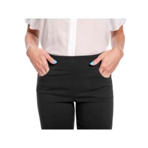 Pantalones Capri Cruzados de Tela con Memoria Antiarrugas Súper Elástica, Talla Pequeña, para Mujer, con Bolsillos, Cómodos, para Traje de Oficina - Product Image 1