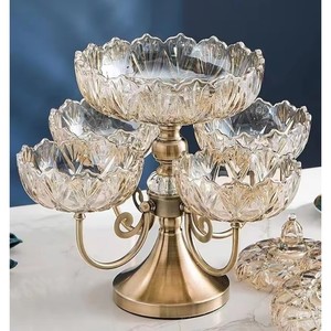 Grosse remise! Ensemble de plats à gâteaux en verre et métal Cadre doré de luxe Décoration de fruits secs Plateau à fruits en verre séché - Product Image 6