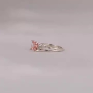 Diamante cultivado en laboratorio de corte esmeralda rosa, anillo de oro sólido de 14KT, ajuste solitario, anillo de compromiso de diamante certificado para niñas - Product Image 5