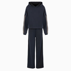 Trend Women's Winter 2-Piece Set Custom Logo <b>Drop</b> Shoulder Hooded Sweatpants with OEM Sweatsuit Tracksuit Hoodie - Product Image 2