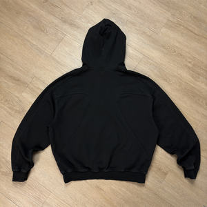Sweat à capuche oversize en patchwork personnalisé, coupe ample, pour homme, hiver, délavé à l'acide, respirant, séchage rapide, noir, polaire 500 g/m² - Product Image 2