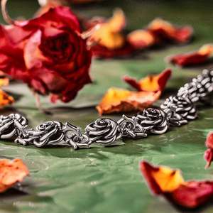 Jeulia Sterling Silver Rose Flower <b>Bangle</b> <b>Bracelet</b> with Zircon Rhodium Plated 195mm - Product Image 5