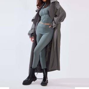 Respirant imperméable en gros modeste personnalisé en cuir véritable matelassé Trench hiver grande taille métallique femmes manteaux - Product Image 4