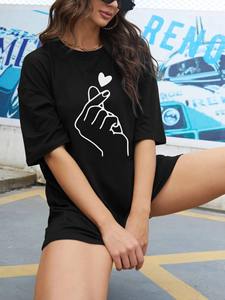 เสื้อยืดสตรีพิมพ์ลายโลโก้ตามสั่งเสื้อยืดโพลีเอสเตอร์ผ้าฝ้ายสีทึบ - Product Image 4