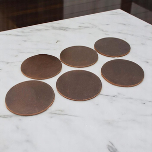 Custom Logo Vintage Handmade Water Absorbent Tea Glass <b>Cocktail</b> Cup Genuine Leather <b>Table</b> Coffee Drink Coasters Set of 6 - Product Image 2