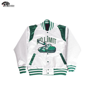 Chaqueta de satén blanca de calidad superior para hombre, temporada de invierno con cuello levantado y logotipos bordados, precio al por mayor acolchado con diamantes - Product Image 1