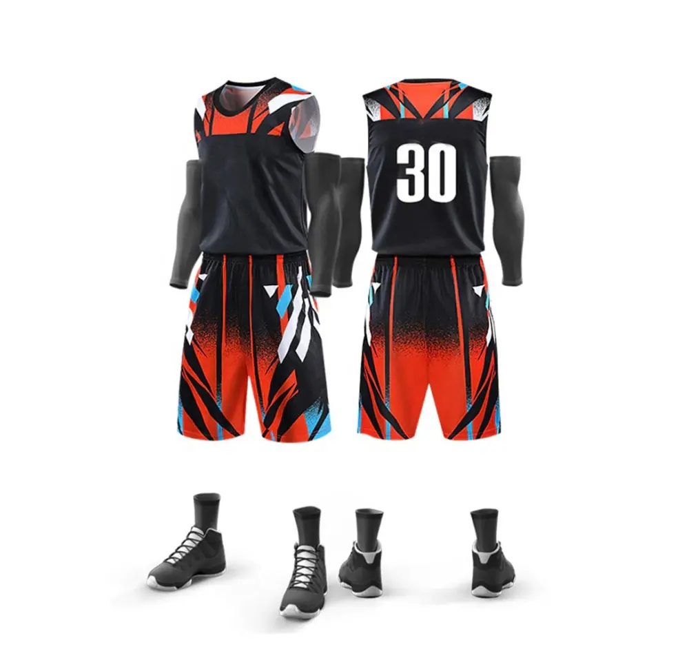 Customized your own team basketball uniforms reversible men's sublimation printed stitched basketball jerseys