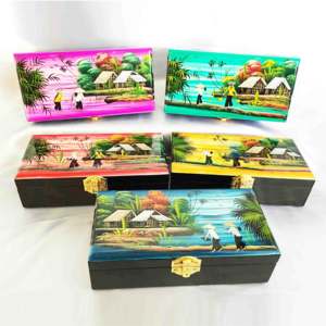 Vietnam Handicraft High Quality Modern <b>square</b> Lacquer Tray and Box <b>Set</b> of 3 with Lid Suitable for Jewelry Storage - Product Image 2