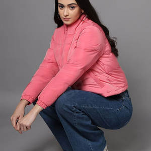 OEM Thick Trendy <b>Women's</b> Winter Jackets Satin Puffer Coats with Shearling Design Printed <b>Leather</b> Wholesale <b>Top</b> Design - Product Image 2