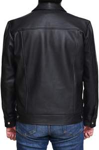 แจ็กเก็ตหนังสำหรับผู้ชายเสื้อแจ็กเก็ตสไตล์มอเตอร์ไซต์ลำลองโลโก้แบบถ่ายโอนความร้อนดีไซน์ตามสั่ง - Product Image 5