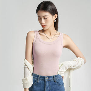 เสื้อกล้ามแขนกุดสีพื้นสำหรับผู้หญิงเสื้อกล้ามคอตตอนแขนกุดสำหรับฤดูร้อน - Product Image 6