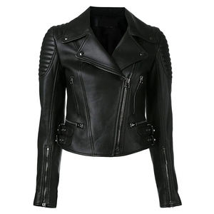 Veste universitaire femme en cuir de conception de vente chaude unique et élégante veste décontractée en faux cuir à fermeture éclair de couleur unie - Product Image 6