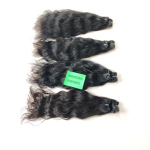 Extensiones de cabello humano natural de Temple, venta al por mayor, 100% mechones ondulados, cabello humano virgen alineado con cutícula, fabricación india - Product Image 5