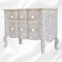 Meuble Console Artisanal Élégant en Os Incrusté – Décoration Unique pour Salon – Le Meilleur Choix