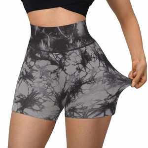 Sublimation complète imprimé Tie Dye Shorts taille haute vêtements d'entraînement respirant Yoga sans couture court prix de gros Top qualité 2024 - Product Image 6