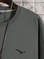 Vente en gros OEM – Nouveau sweat-shirt léger et respirant 100 % coton pour homme, col ras du cou, avec logo Aigle brodé et imprimé perlé