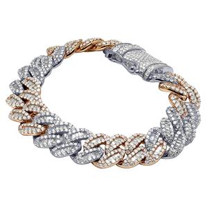 Hip Hop Elegant Stylish <b>Baguette</b> Moissanite Diamond S925 Silver Cuban Link <b>Bracelet</b> For Men - Product Image 1