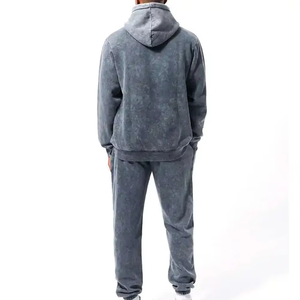 Alta calidad 2025 moda deporte chándal 100% algodón/poliéster hombres chándal Sudadera con capucha con bolsillo de canguro lavado con ácido - Product Image 2
