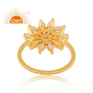 Último diseño plata esterlina chapada en oro Cz y Arco Iris Luna piedra preciosa Floral apilable anillo Demi joyería fina para mujeres - Product Image 4